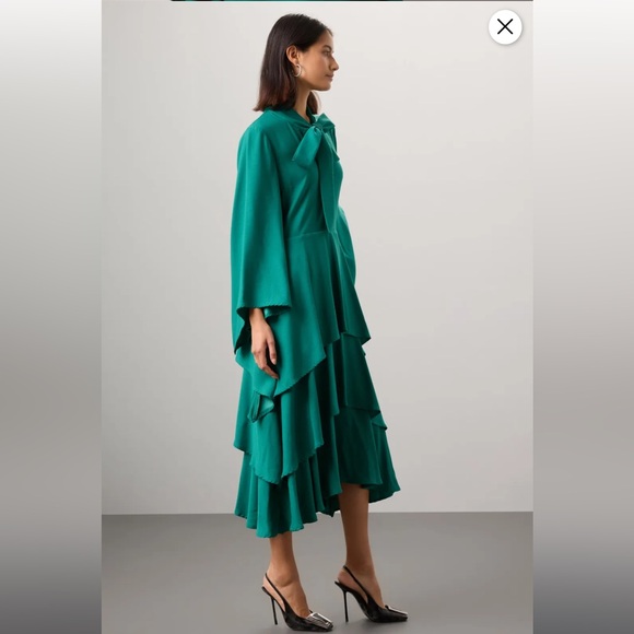 Formal cocktail dress. Osman Yousefzada for Rent the Runway Green Ruffle Bow Tie - Picture 4 of 12